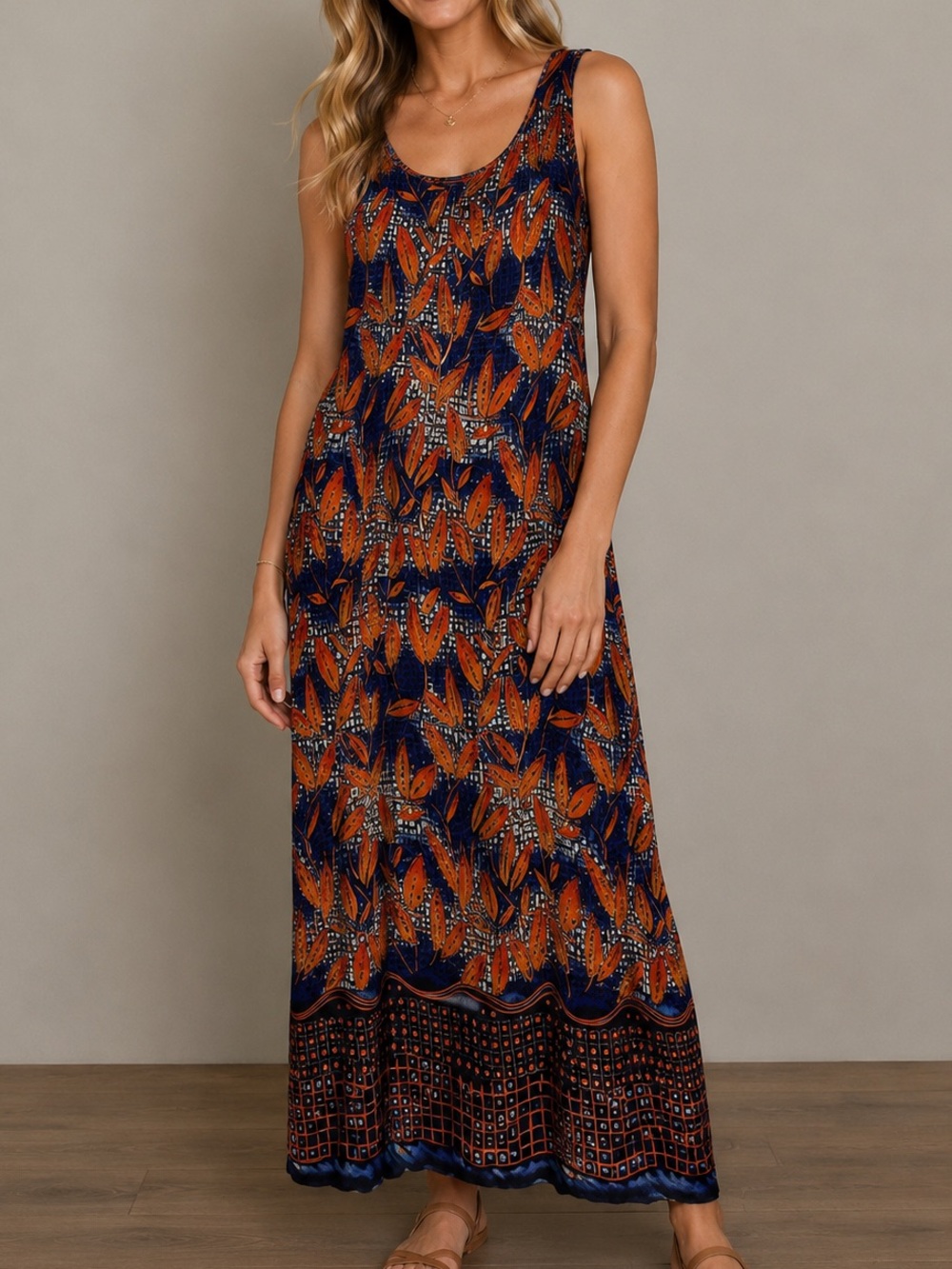 Vintage Patterned Gabrielle Maxi Dress